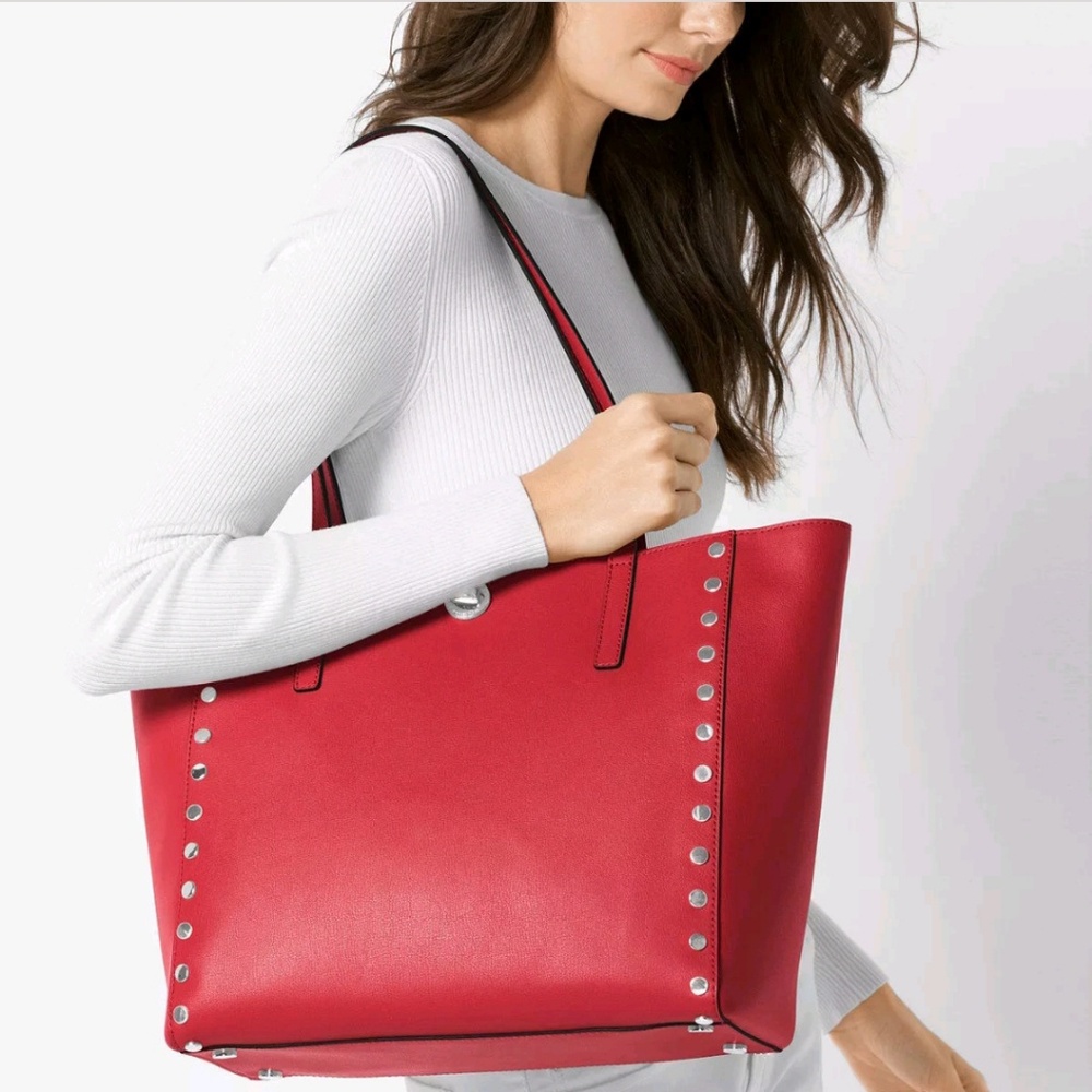 Michael Kors Rivington Large Tote in Bright Red with matching wallet